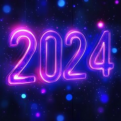 Obraz premium Vibrant Neon 2024 Background for Festive Celebrations