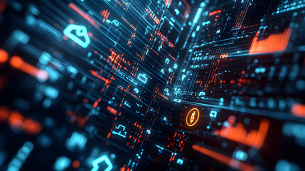 Obraz premium 3D render of a stock market graph showing sharp upward growth with green arrows and digital data points.