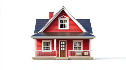 charming little red house with a porch isolated on white background cute cottage home concept 3d rendering