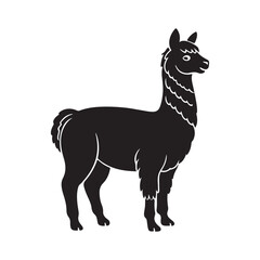 alpaca silhouette vector, black and white silhouette, vector and illustration