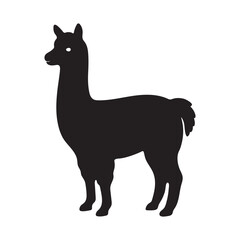 alpaca silhouette vector, black and white silhouette, vector and illustration