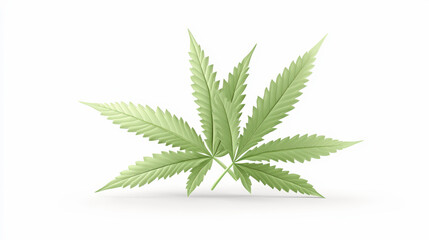 A detailed illustration of a green cannabis leaf with multiple pointed serrated leaflets, set against a white background.