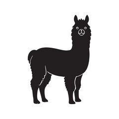 alpaca silhouette vector, black and white silhouette, vector and illustration
