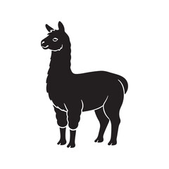alpaca silhouette vector, black and white silhouette, vector and illustration