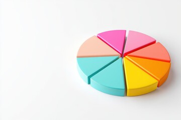 Obraz premium Colorful pie chart model demonstrating data distribution and analysis for business presentations and educational purposes.