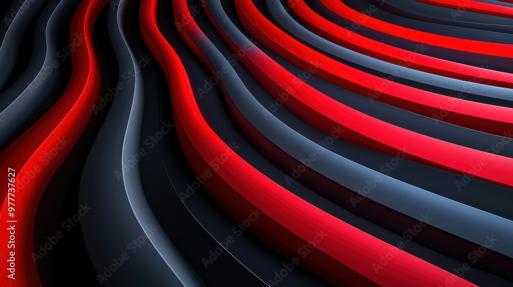Poster dynamic abstract waves of black, red, and gray create a visually striking composition perfect for mo