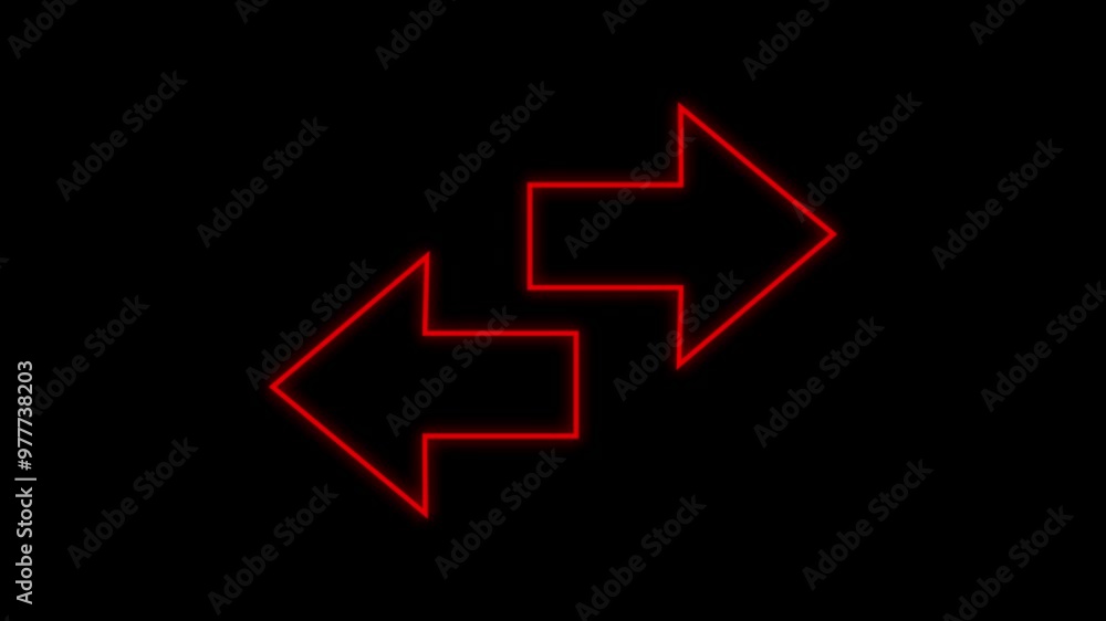 Poster arrow-shaped neon sign. neon arrow symbol icon. directional sign arrow points to the left and right 