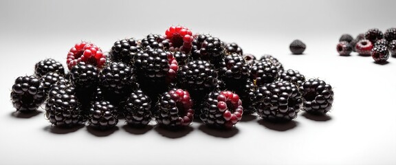 Fresh blackberry fruits on white. Delicious blackberries