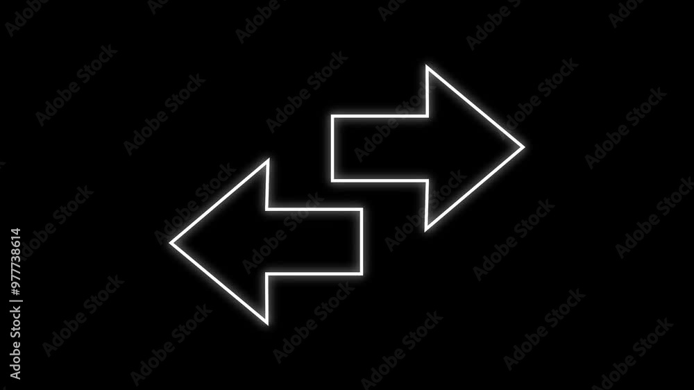 Poster directional sign arrow points to the left and right side, abstract directional arrow icon animation 