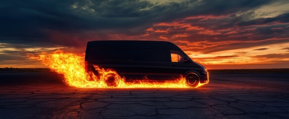 The Van on Fire Sunset