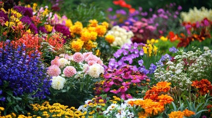 A photo of a beautiful flower garden, 50 keywords