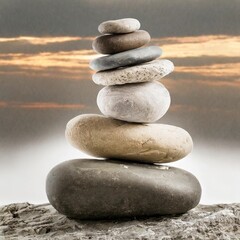 Conceptual Representation of Balance with Stones Stacked in Perfect Harmony