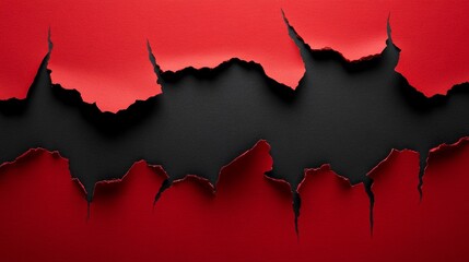 Red Torn Paper on Black Background.
