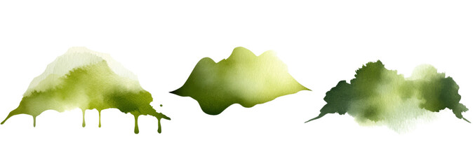 ight green watercolor abstract shapes, Isolated PNG with Transparent Background
