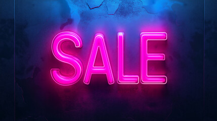 Neon Glow Sales, products outlined in neon lights with big "SALE" text glowing above, with copy space, Black Friday