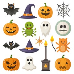 Halloween element collection on white background
