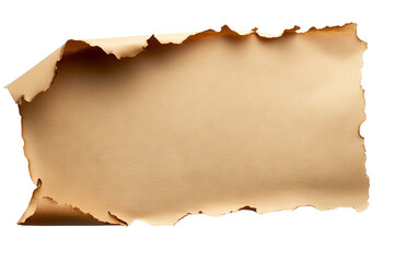 Fototapeta premium Piece of Paper with Burnt Edges, Isolated PNG with Transparent Background
