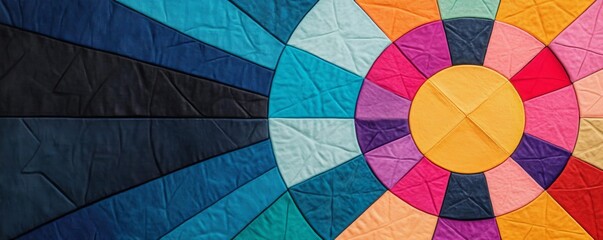 Fototapeta premium Abstract representation of a zodiac wheel with vibrant geometric shapes, contemporary art