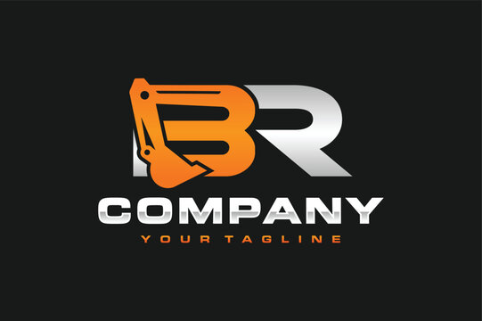 letter BR excavator logo
