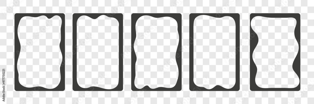 Poster empty text box. waves zigzag frames. scalloped rectangle borders
