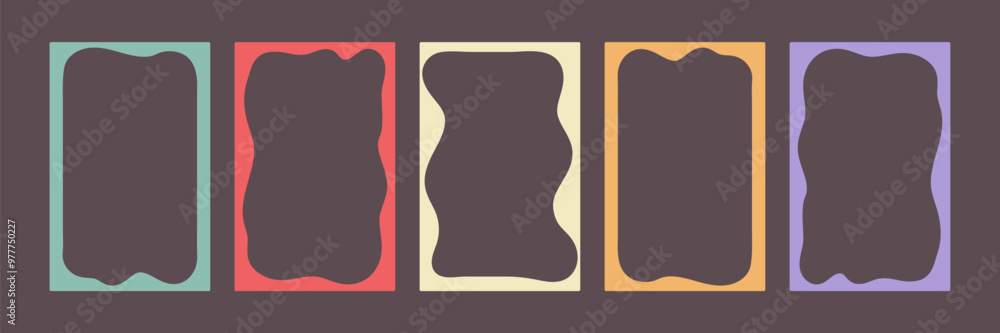 Aufkleber color frames set. squiggle, smooth waves border for text or image. empty form shapes. vector