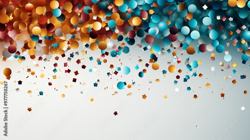 Poster white background with colorful confetti horizontal seamless border