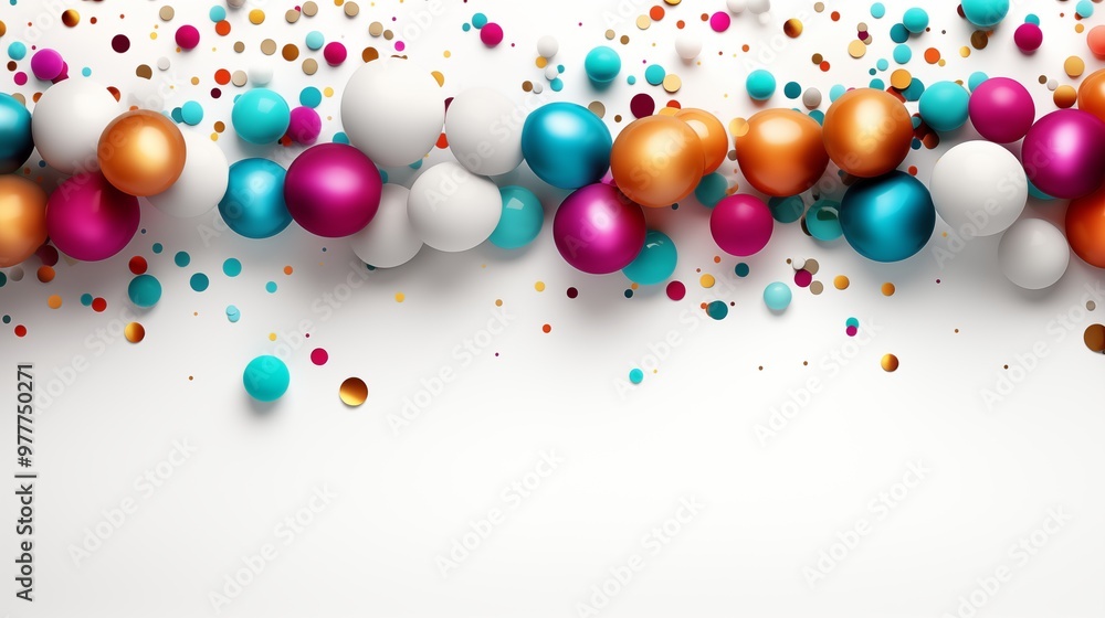Poster white background with colorful confetti horizontal seamless border