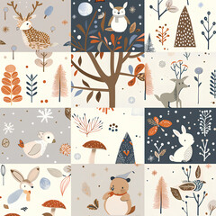 pattern with owls and birds