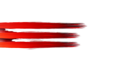 Three Red Lines of Different Sizes, Each Outlined with a Single Stroke of Paint, Isolated PNG with Transparent Background