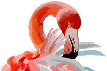 Vibrant watercolor illustration of exotic tropical birds, featuring a majestic flamingo, a colorful lilac-breasted roller, and a striking red parrot. Perfect for nature, wildlife, and artistic designs