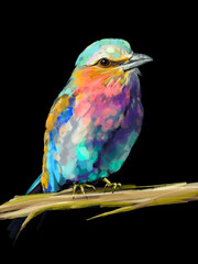 Beautiful watercolor illustration of a vibrant lilac-breasted roller, a striking red parrot, and a majestic flamingo. Perfect for wildlife lovers, tropical art enthusiasts, and nature-inspired designs