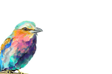 Beautiful watercolor illustration of a vibrant lilac-breasted roller, a striking red parrot, and a majestic flamingo. Perfect for wildlife lovers, tropical art enthusiasts, and nature-inspired designs