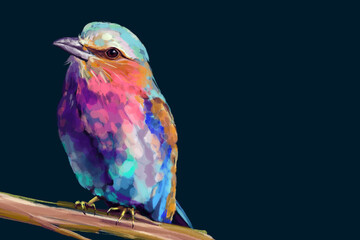 Beautiful watercolor illustration of a vibrant lilac-breasted roller, a striking red parrot, and a majestic flamingo. Perfect for wildlife lovers, tropical art enthusiasts, and nature-inspired designs