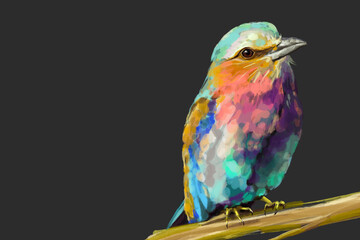 Beautiful watercolor illustration of a vibrant lilac-breasted roller, a striking red parrot, and a majestic flamingo. Perfect for wildlife lovers, tropical art enthusiasts, and nature-inspired designs