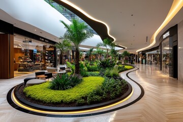 Lisbon shopping center with indoor gardens and lounge areas, providing a calm retreat from the shopping hustle