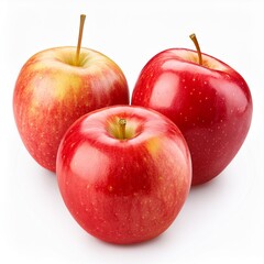 three red and green apples isolated on white background