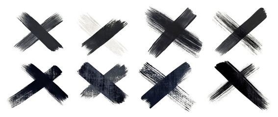 Obraz premium Set of hand-drawn check marks and X's, Isolated PNG with Transparent Background