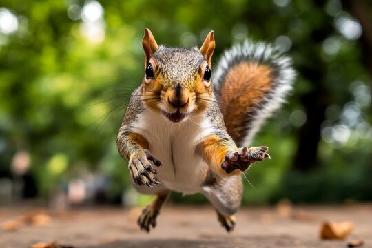 Squirrel chasing its own tail in a playful moment of confusion and excitement