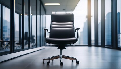 Isolated office chair with depth of field against a modern office background