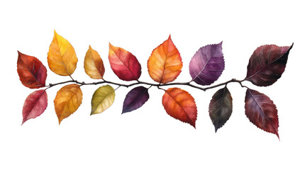 Fototapeta premium Watercolor clipart of various autumn leaves in different colors and shapes, Isolated PNG with Transparent Background