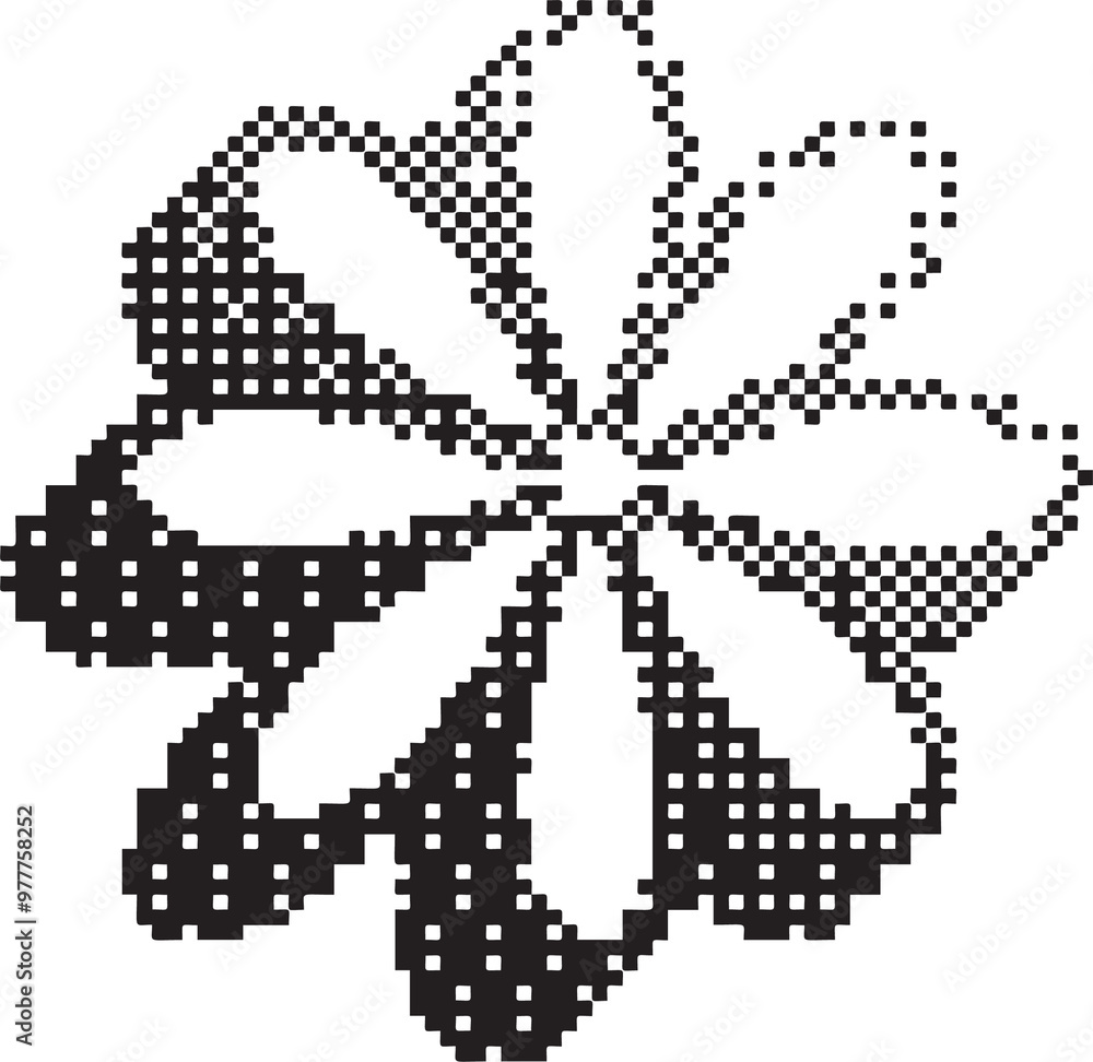Poster bitmap pattern star shape. flower halftone gradient element. y2k graphic abstract icon. dither noisy