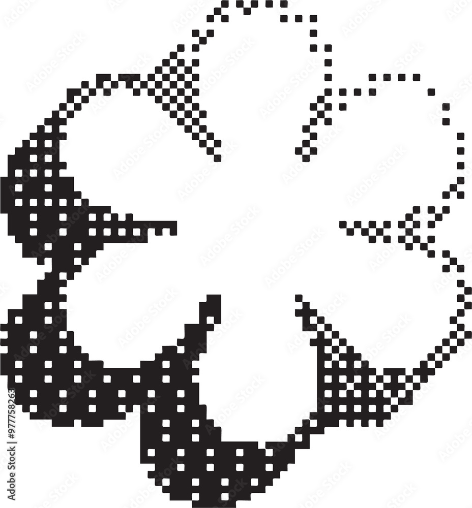 Poster bitmap pattern star shape. flower halftone gradient element. y2k graphic abstract icon. dither noisy