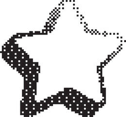 Bitmap pattern star shape. Halftone gradient element. Y2k graphic abstract icon. Dither noisy grunge texture.