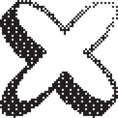 Bitmap pattern star shape. Flower halftone gradient element. Y2k graphic abstract icon. Dither noisy grunge texture.