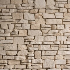 Fototapeta premium close-up view of a textured stone wall. The stones are irregularly shaped and vary in size, creating a rough and uneven surface.