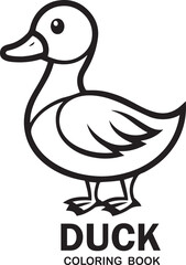 Duck vector coloring book black and white for KIDS.