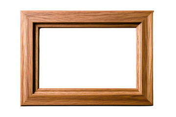 Simple wooden frame with a white background, designed for use in various creative projects, Isolated PNG with Transparent Background