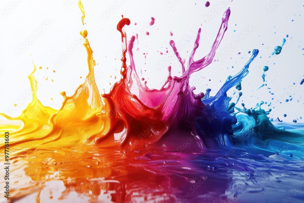 Poster vibrant splashes of colorful paint create a dynamic and artistic composition, perfect for creative p