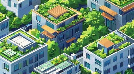 Cultivating Sustainable Urban Living with Green Rooftops and Lush Community Greenery