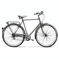 A classic black bicycle with a sleek design, perfect for urban commuting or leisurely rides in the park.